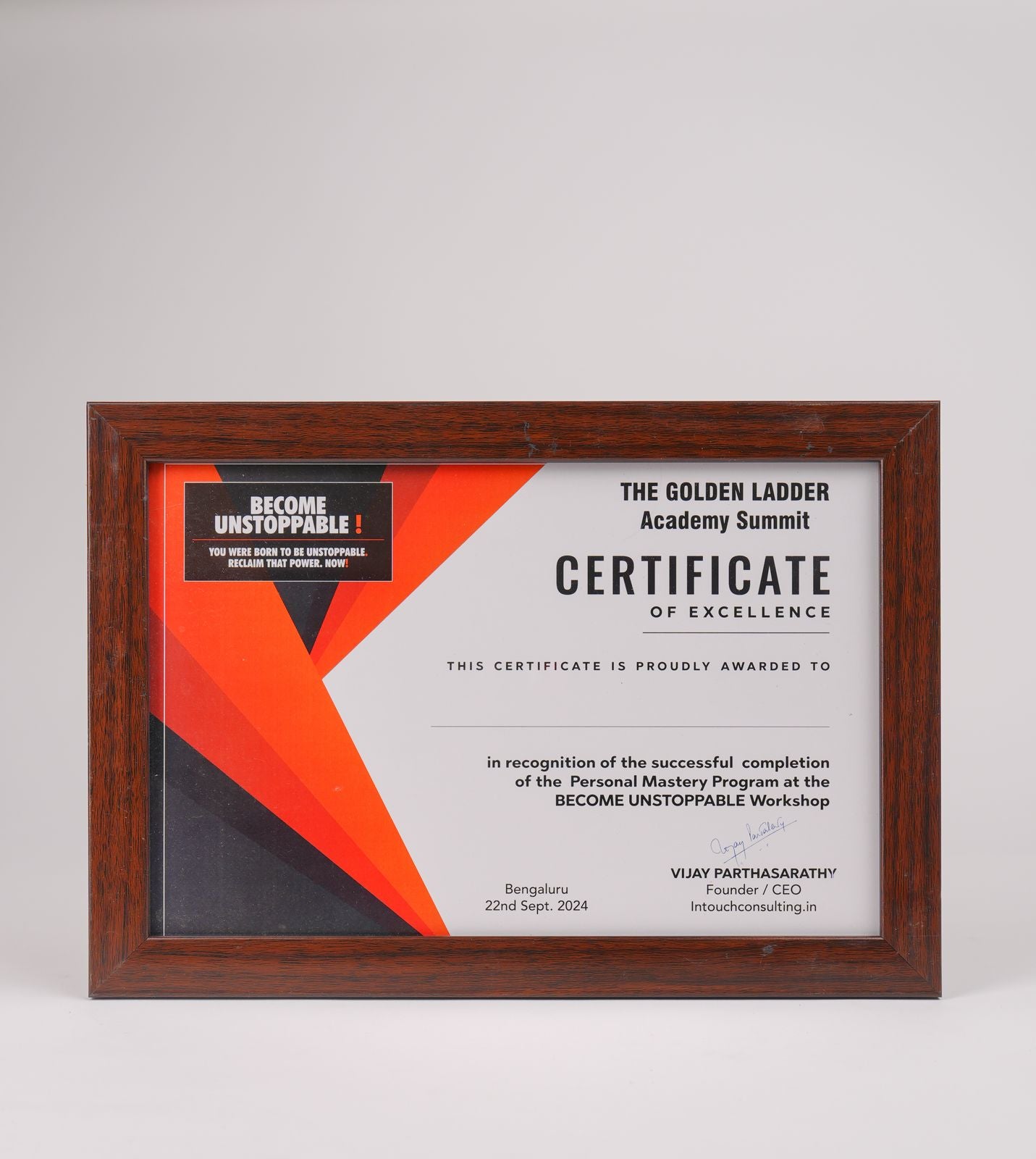 CERTIFICATION OF EXCELLENCE